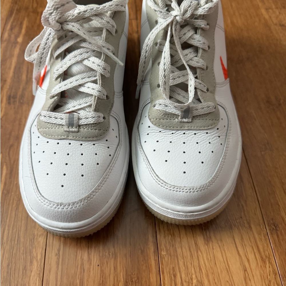 Nike Air White and Gray Sneakers with Orange Highlights